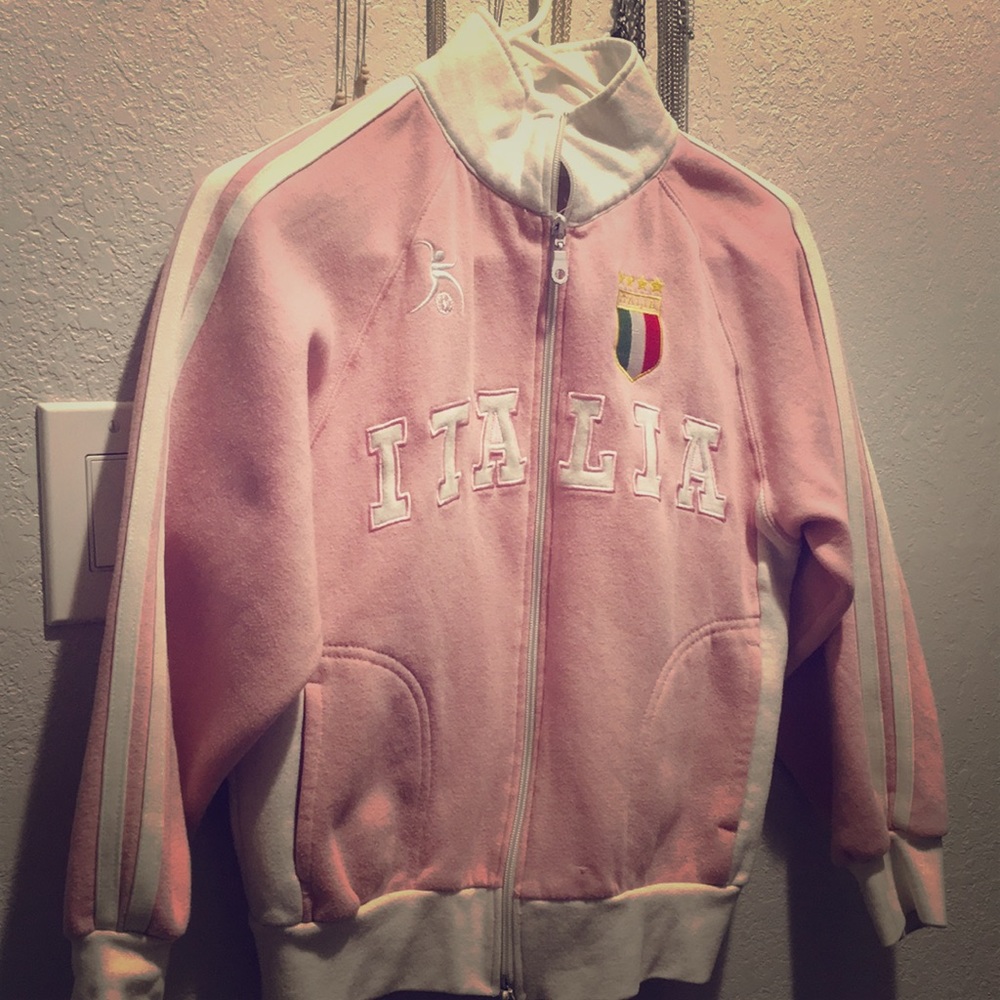 Pink Italian Zip Up Sweatshirt
